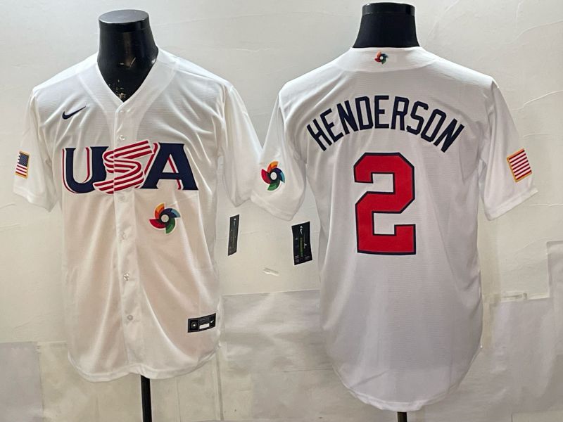 Men 2026 World Cub USA #2 Henderson White Nike MLB Jersey style 004
